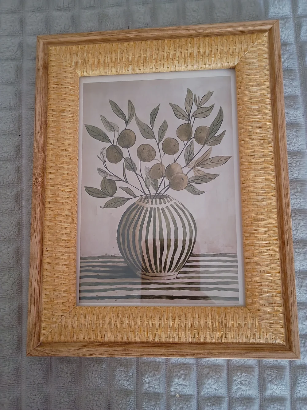 Afuly 5x7 Boho Woven Rattan Style Wood Picture Frame NWT